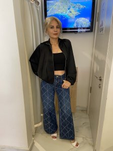 Premium Seri Yarasa Kol Tasarım Saten Bomber Ceket Siyah