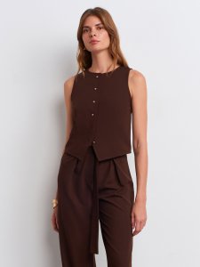 Pens Detaylı Yelek-Kahve